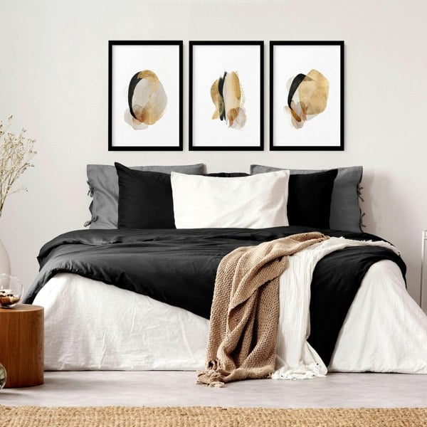 Art prints modern for bedroom | set of 3 wall art prints