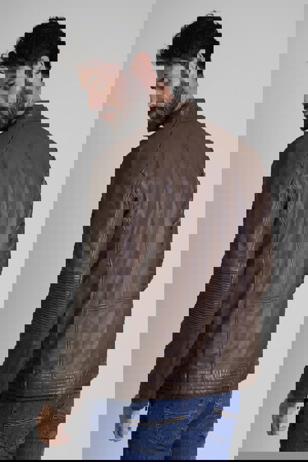 Mens Brown Premium Biker Leather Jacket