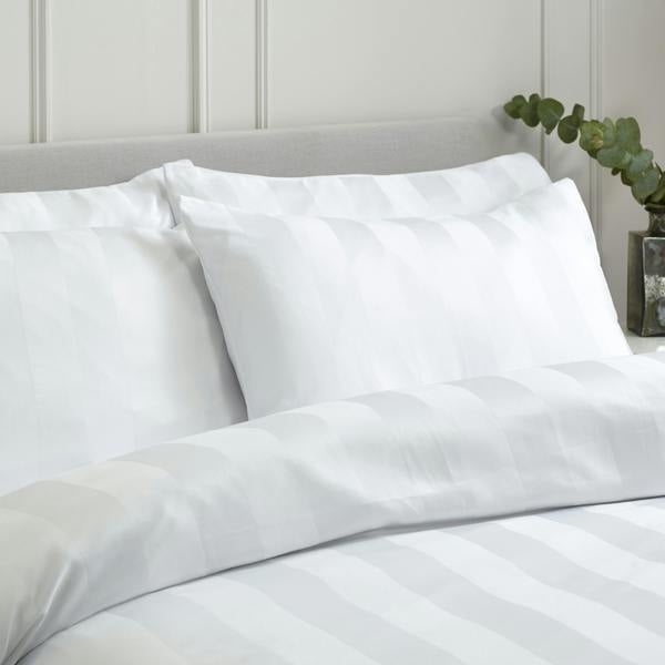 Bianca So Soft Satin Stripe Standard Pillowcase Pack of 4 White
