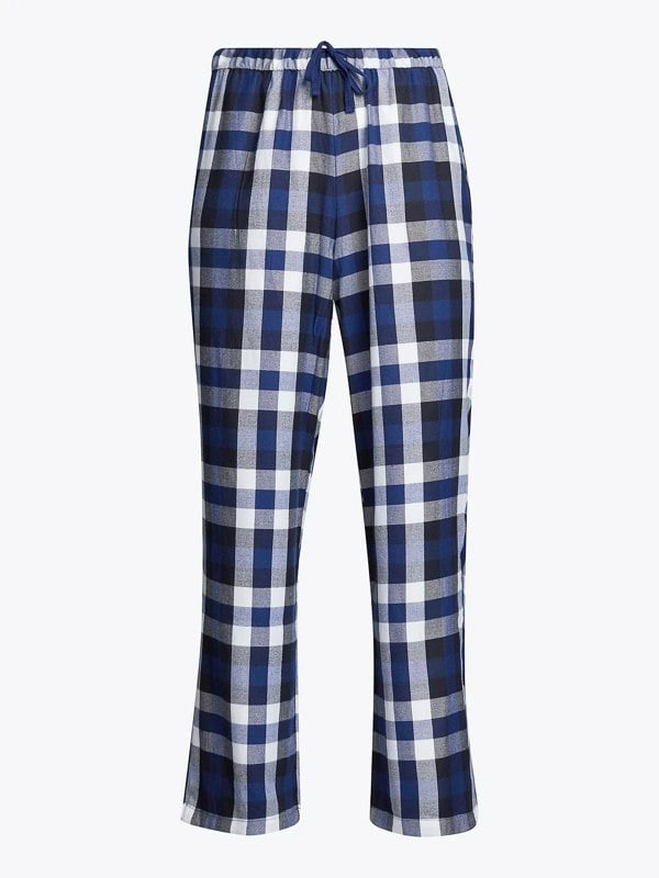 Tommy Hilfiger ORIGINAL Womens Flannel Pants Heritage Check Midi Blue Ink