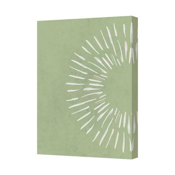Benjamin Tate Design Abstract Circular Burst Canvas Art In Green And White Wall Decor