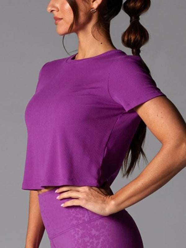 Tavi Ribbed Women's Tee Top - Violet