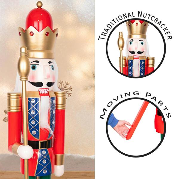 150cm Wooden Christmas Nutcracker Figure, Hand-Painted Festive Decoration for Home Display image 4