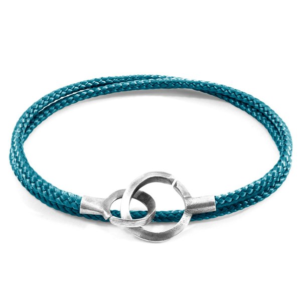 Anchor & Crew Ocean Blue Montrose Silver and Rope Bracelet