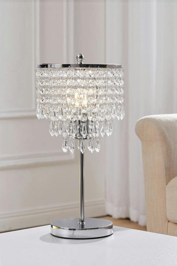 Living and Home Small Crystal Table Lamp with Round Base