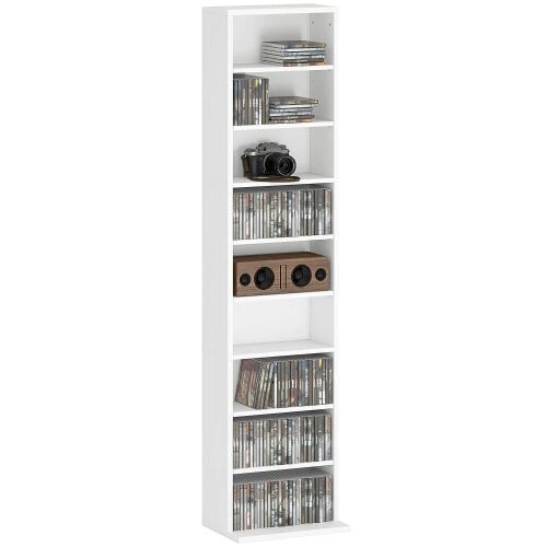 Wyld Haus Sovimora Wood White Narrow CD Storage Unit With 260 Disc Capacity