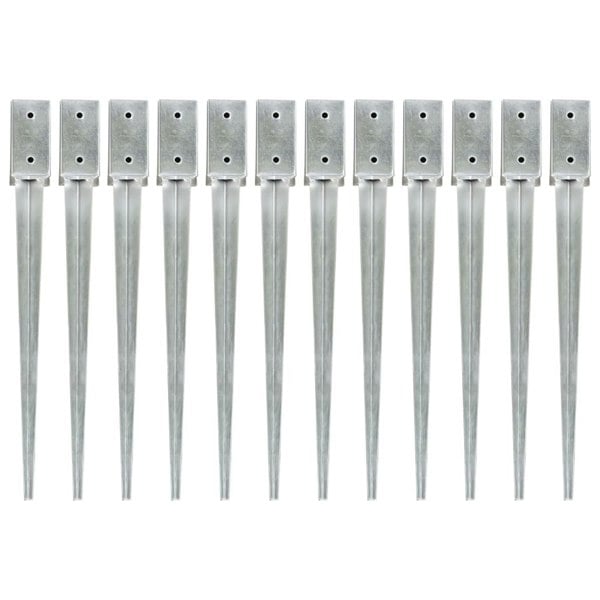 Berkfield Ground Spikes 12 pcs Silver 7x7x75 cm Galvanised Steel