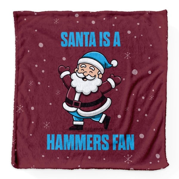 BritishmadeGifts Santa is a Hammers Football Fan - Luxury Fleece Blanket 150cm X 150cm