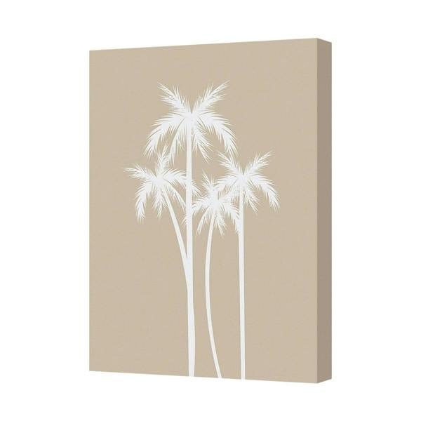Benjamin Tate Design Beige Palm Tree Canvas Wall Art Print For Living Room Decor