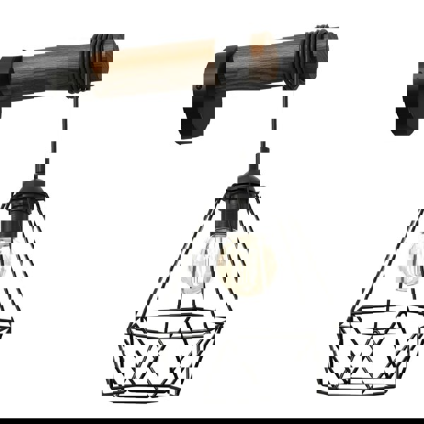 Milagro Acero Wall Lamp 1XE27 This Hand Made Industrial Style Lamp Is Hand Made from Sleek Black Steel And Natural Dark Wood