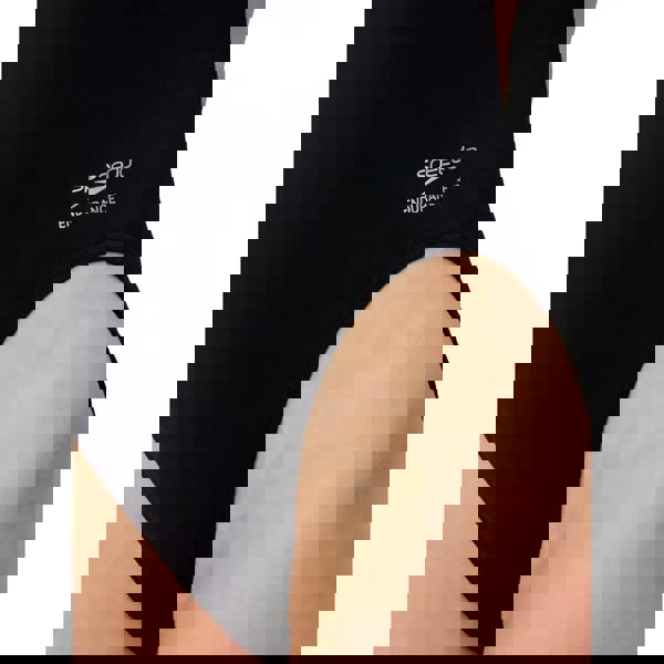 Black Speedo solid leaderback swimsuit with high-cut sides