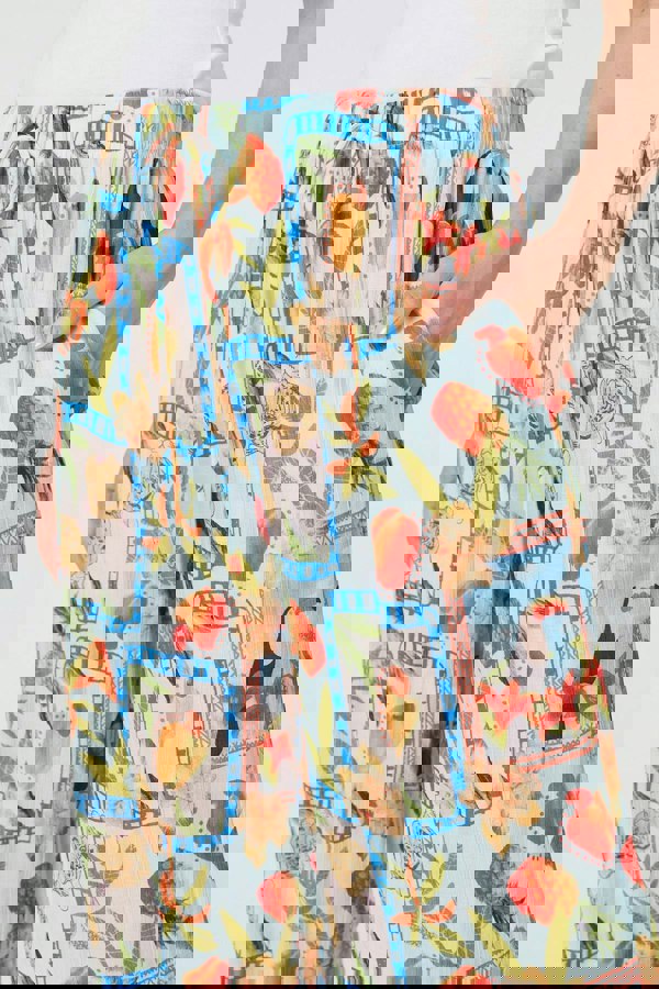 Blue | Patchwork Relaxed Wide Leg Trousers
