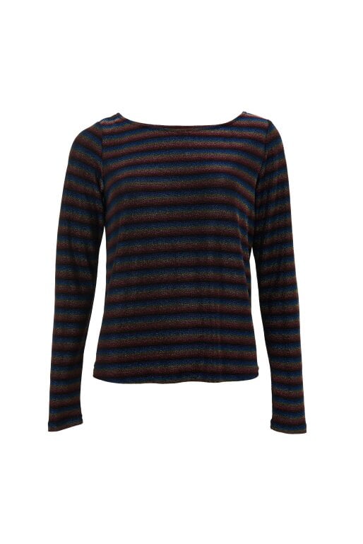 Josiane Sparkle Stripe Boat Neck Top - Gold