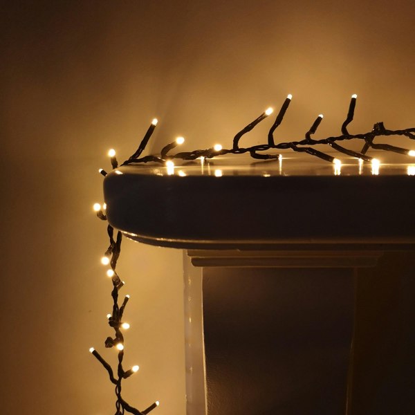 Samuel Alexander 480 LED 6.2m Premier Clusterbrights Indoor Outdoor Multifunction Mains Operated Christmas Cluster Lights with Timer in Vintage Gold