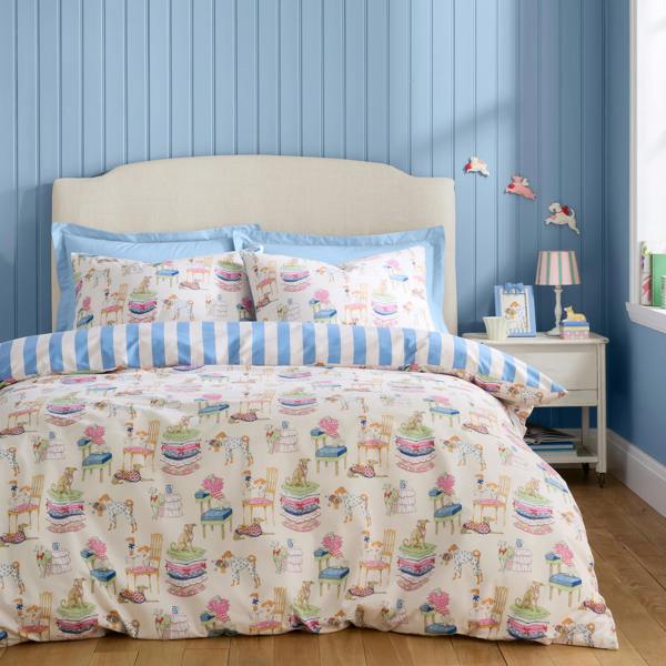 Cath Kidston Hackney Dogs Reversible Duvet Cover Set Blue