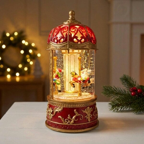Garden Greatness Festive Carousel Illuminated Snow Globe