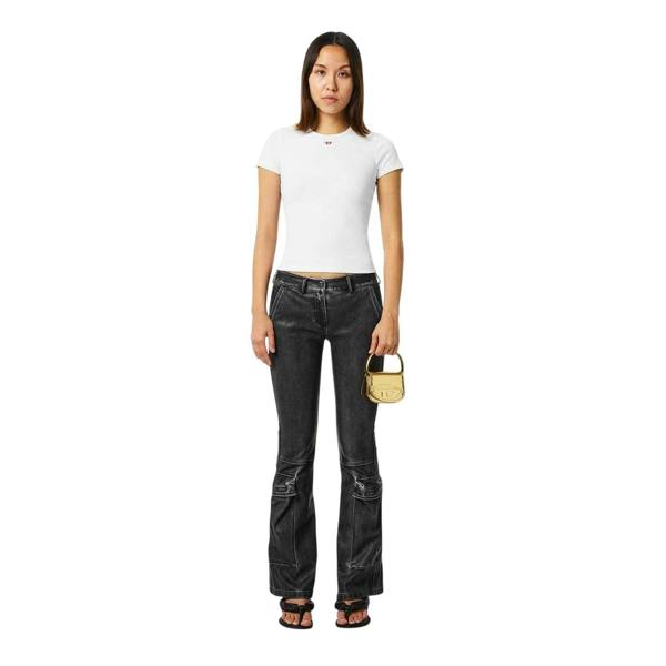 Diesel Womens/Ladies Ele Logo Cropped Slim T-Shirt - White - 