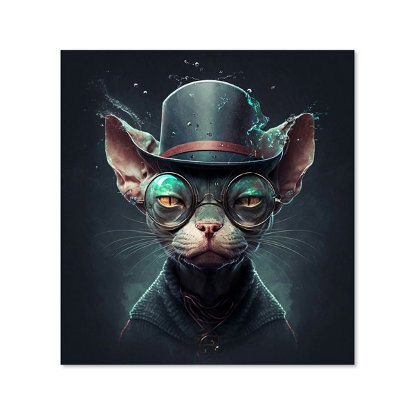 Warren Reed - Designer Sphynx Cat With Glases Splashart Kitchen Splashback