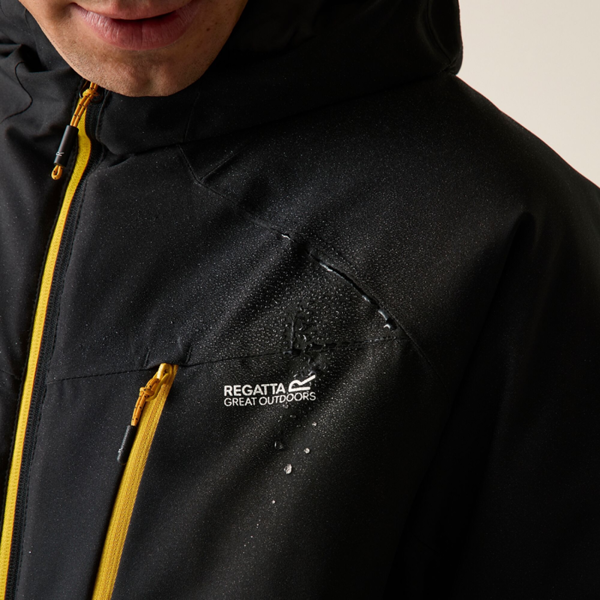 Regatta Mens Highton Two Tone Waterproof Stretch Insulated Jacket - Black/Sunset