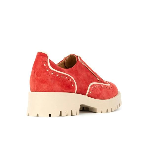 Embassy London Artisan - Red & Cream - Women's leather lace-up shoe with brogue detailing