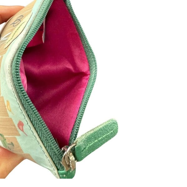 Mala Leather Pinky Gardening Coin Purse – Garden Tool Print and Appliqué
