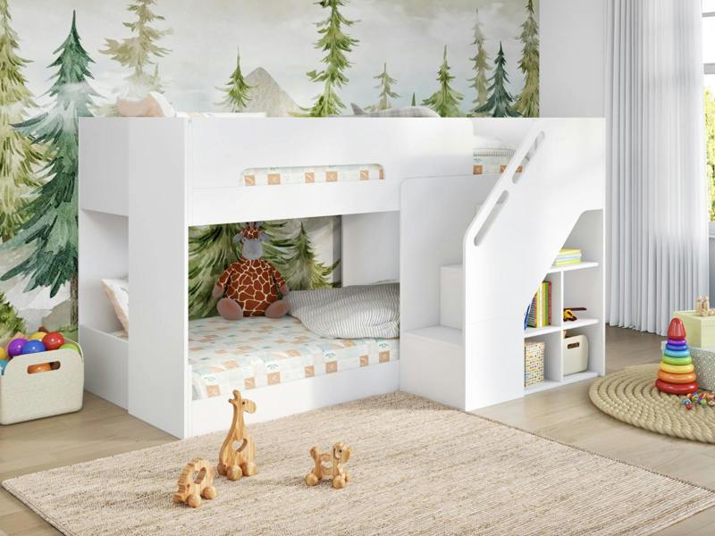 Phobo Staircase Low Compact Bunk Bed White