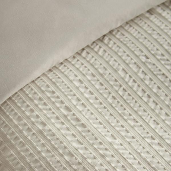 Catherine Lansfield Stripe Seersucker Duvet Cover Set Natural