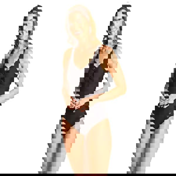 Black Zoggs Marley Scoopback Swimsuit with ruched front