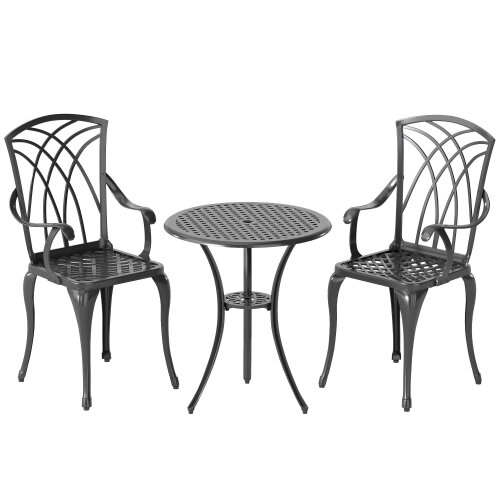 Wyld Haus Sazzotti Brown Cast Aluminium Garden Bistro Set With 2 Armchairs And Round Table