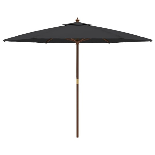 Berkfield Garden Parasol with Wooden Pole Black 299x240 cm