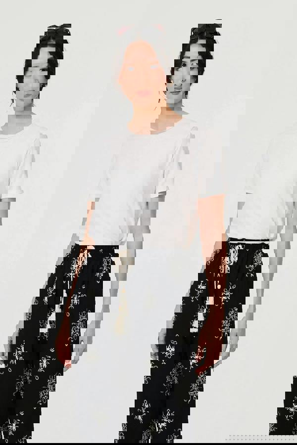 Black | Border Print Wide Leg Relaxed Trousers