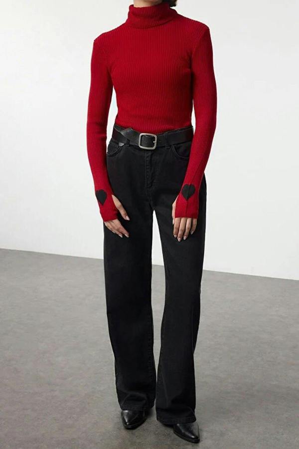 WOVCOR High Neck Knitted Sweater with Sleeve Detail