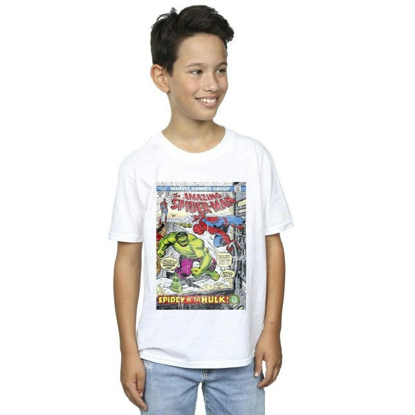 Marvel Boys Spider-Man VS Hulk Cover T-Shirt - White