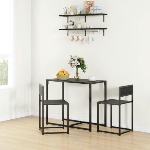 Wyld Haus Gafetti Metal And Wood Black Compact Dining Table And Chair Set For Small Kitchens