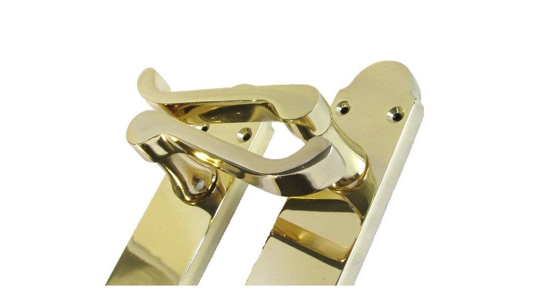 Lock & Lock Door Handle Modern Scroll Epsom Brass Polish handles, Bath Lock Latch 168 x42mm