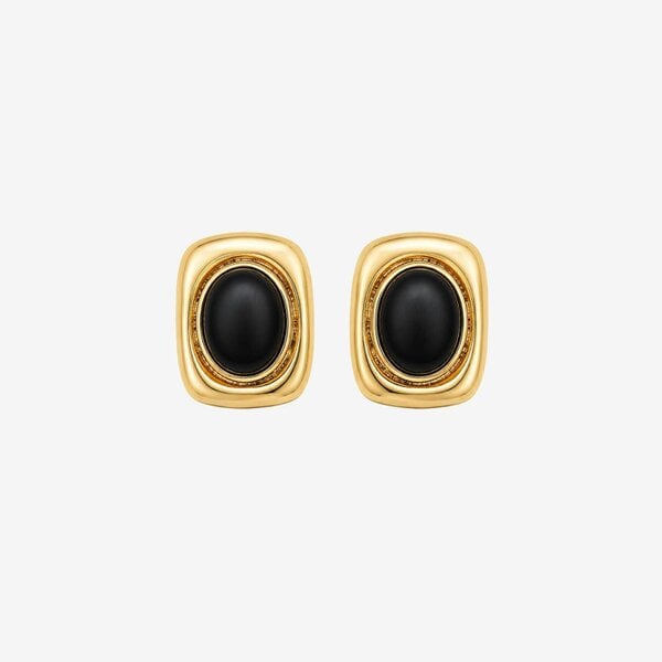 Uchi & Soto Enso Black Stone and Gold Stud Earrings