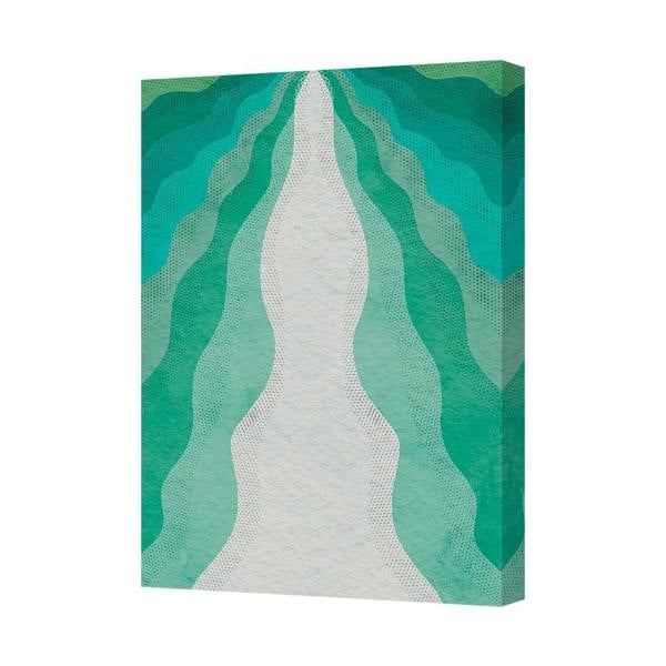 Benjamin Tate Design Abstract Teal Green Wavy Canvas Wall Art For Modern Home Decor CANVAS7742
