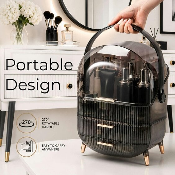 Neo Transparent Black Three Layer Cosmetic Makeup Organiser & Holder
