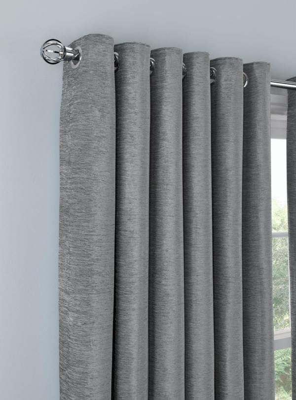 Smart Living Chenille Eyelet Curtain - Silver