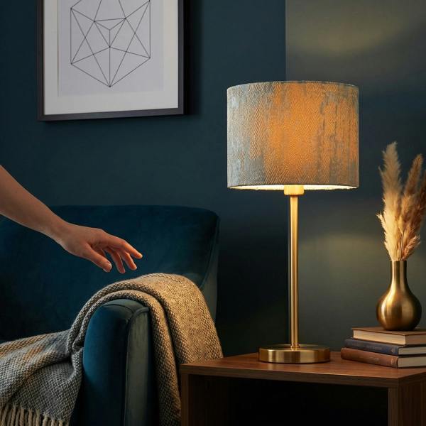 Textured Herringbone and Chevron Jacquard Lampshade in Gold and Silver Image 6
