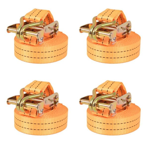 Berkfield Ratchet Tie Down Straps 4 pcs 1 Tonnes 6mx38mm Orange