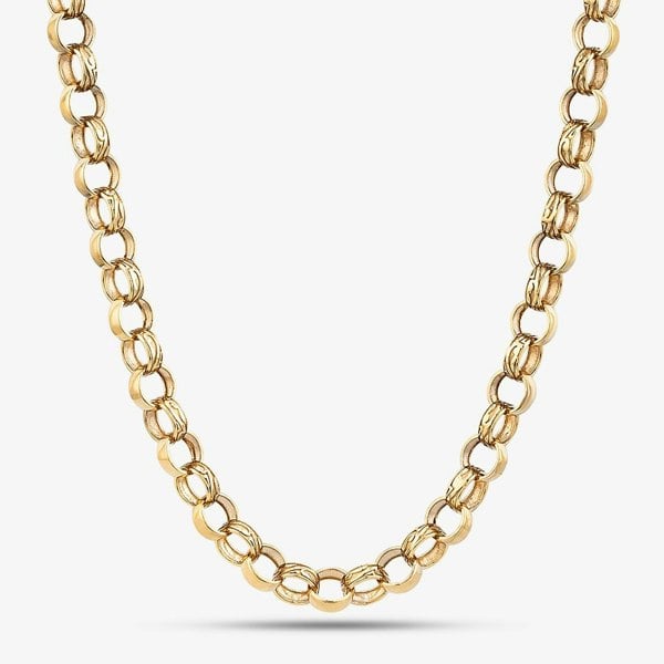 T. H. Baker Sterling Silver Gold Tone 22 Inch Patterned Belcher Chain S1075Y-22