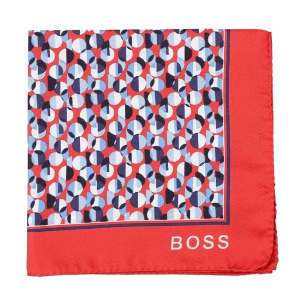 Hugo Boss Mens Logo Pocket Square - Red