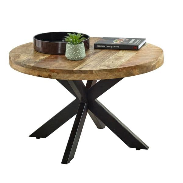 Wyld Haus London Natural Mango Wood Coffee Table with 1 Top and Industrial Metal Legs