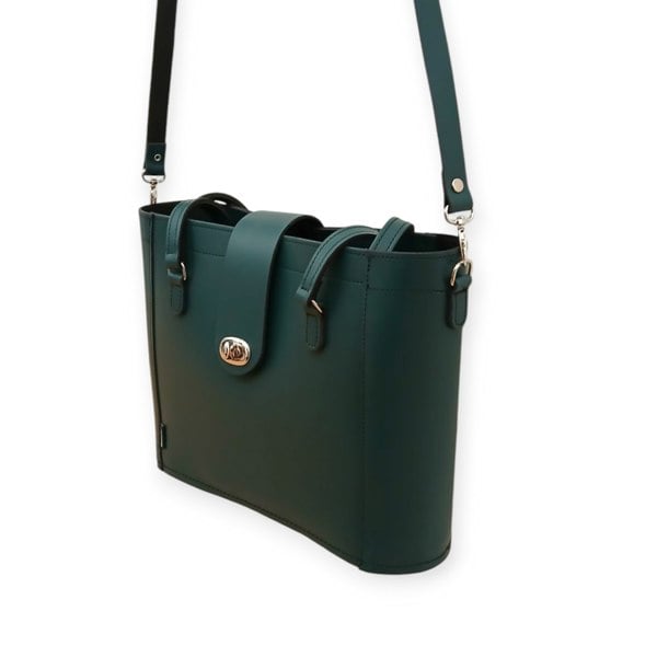 Zatchels Leather Mini Twist Lock Shopper Bag - Pine