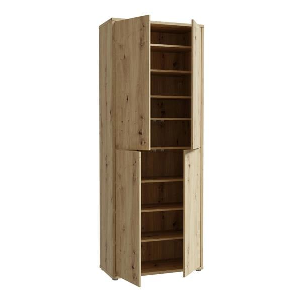 Furniture To Go Alice Springs Shoe Cabinet with 4 Doors Push-to-Open in Artisan Oak