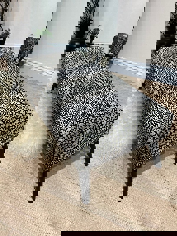 Premium nubani leopard pattern fabric footstool pouffe coffee table - ISTOOLS