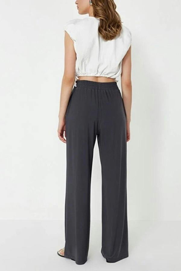 WOVCOR Relaxed Cut High Waist Flexible Trousers