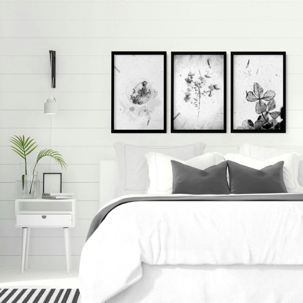 Bedroom art prints | set of 3 framed wall prints