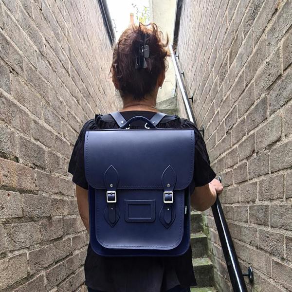 Zatchels Handmade Leather City Backpack - Navy Blue